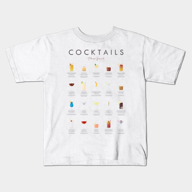 Cocktails Todays Specials Kids T-Shirt by Dennson Creative